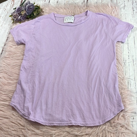 NWT Jumper 1234 SHORT SLEEVE CREW SLUB T-SHIRT Pansy - Picture 1 of 9